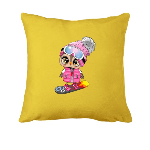 Подушка з совою на сноуборді