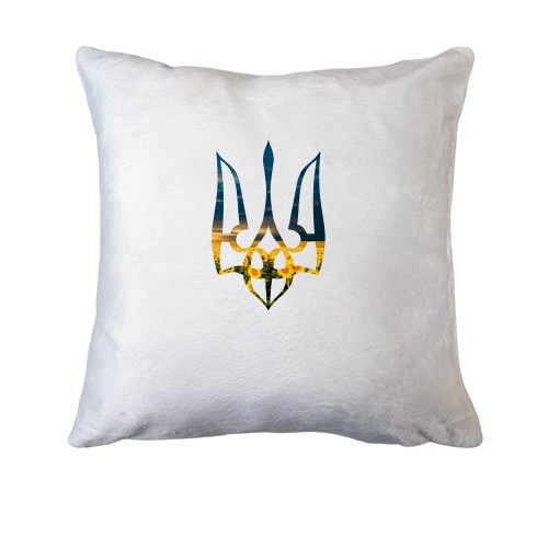 Подушка с тризубом из подсолнухов (вечер)