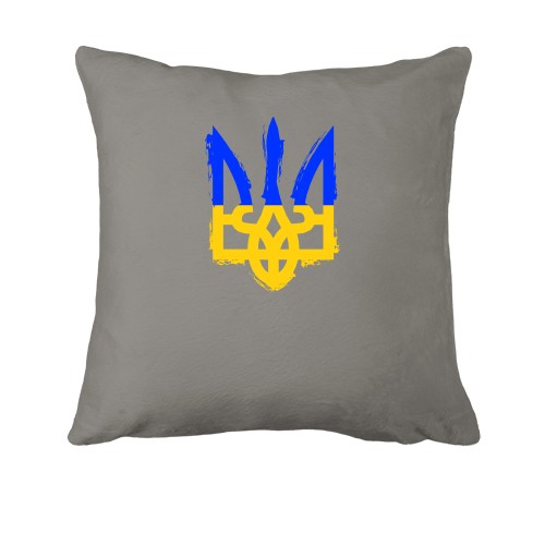 Подушка с тризубом в цвете украинского флага