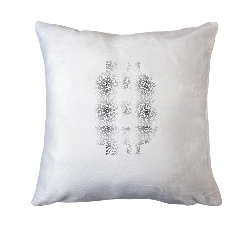 Подушка з цифровим логотипом біткоіну