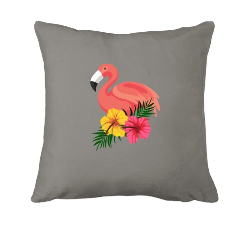 Подушка з квітами і фламінго