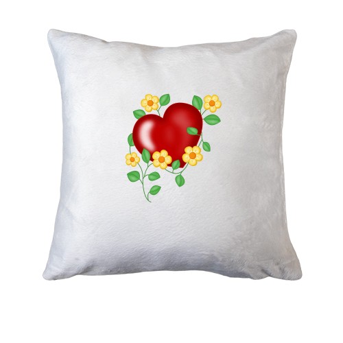 Подушка з квітами і серцем