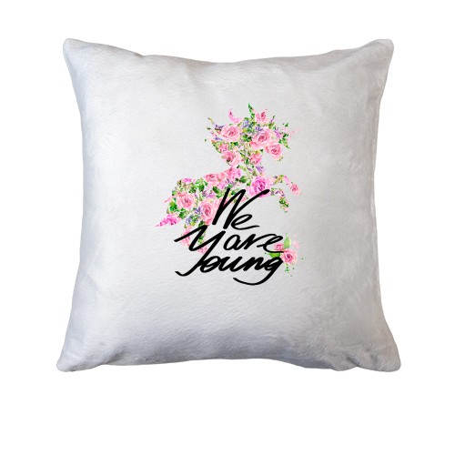 Подушка с цветочной лошадью We are young