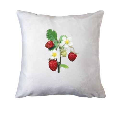 Подушка с цветущей веткой клубники