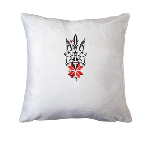 Подушка с вышитым визарунчатым гербом Украины