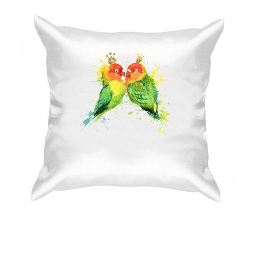Подушка з закоханими папугами