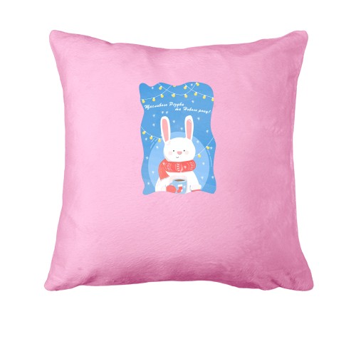Подушка с зайцем с кофе