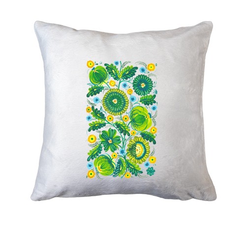 Подушка із зеленими акварельними квітами