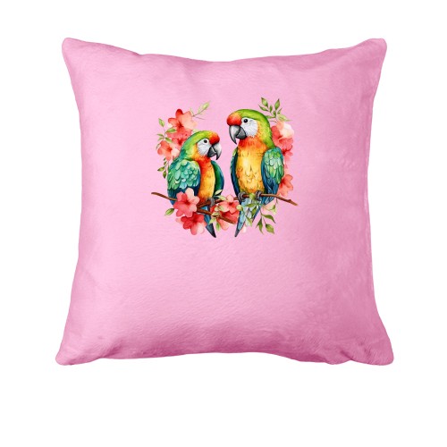 Подушка із зеленими папугами