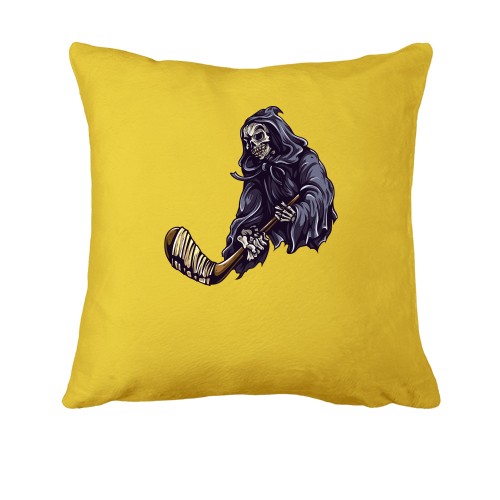 Подушка со скелетом и хоккейной клюшкой