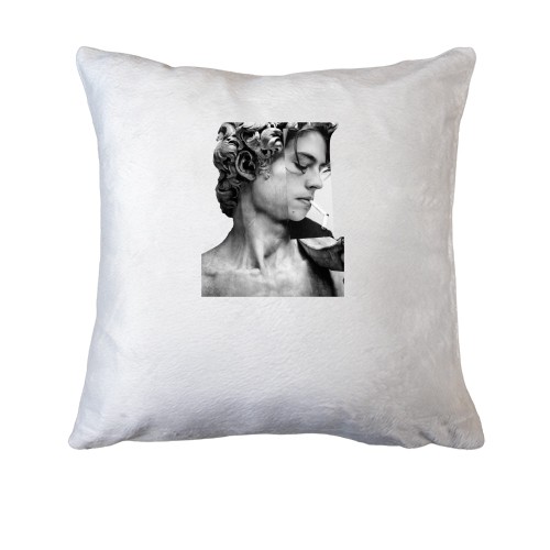 Подушка со статуей и Леонардо ДиКаприо (коллаж-арт)