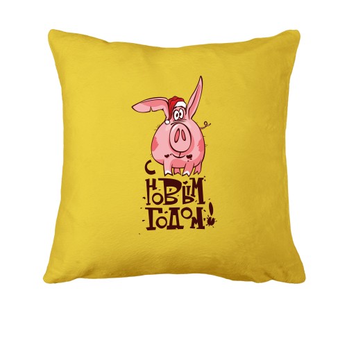 Подушка со свинкой в новогоднем колпаке