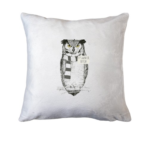 Подушка сова в шарфі - It's winter, bitch!