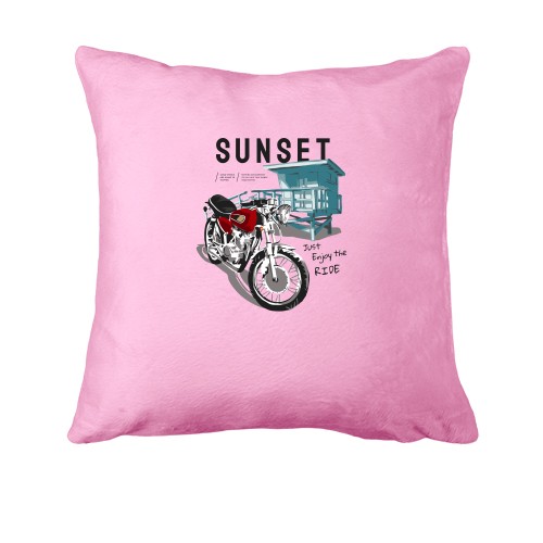 Подушка с винтажным мото на пляже