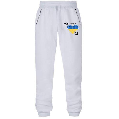 Жіночі штани на флісі Love Ukraine (жовто-синє піксельне серце)