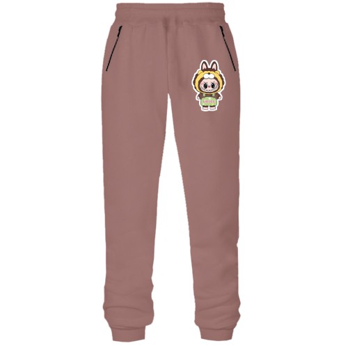 Штаны из футера без начеса Лабубу коричневый (2)