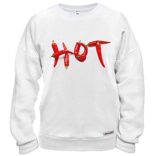 Світшот з написом «HOT», складеним із червоного гострого перцю
