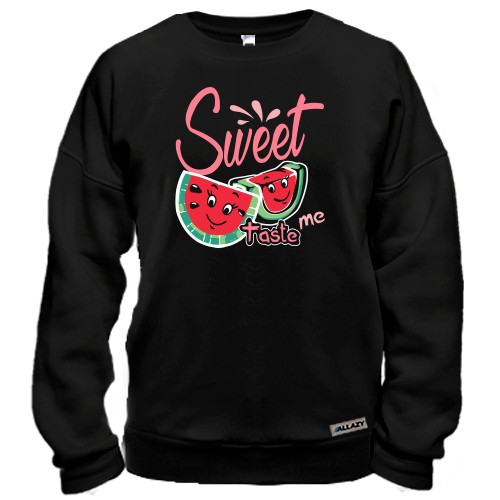 Світшот із закоханими скибочками кавуна та написом «Sweet taste me»