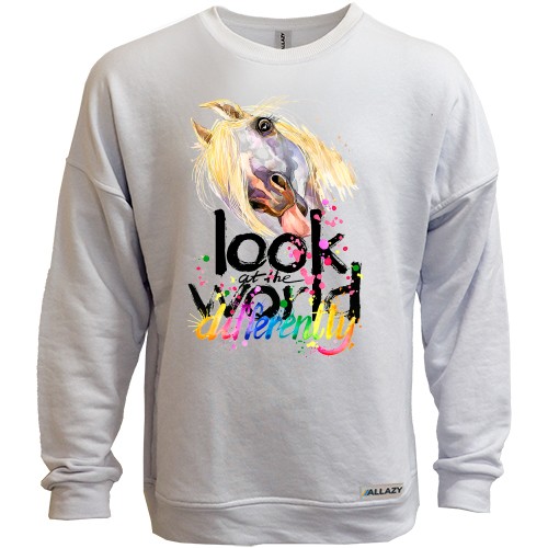 Світшот без начісу Look at the world differently з конем