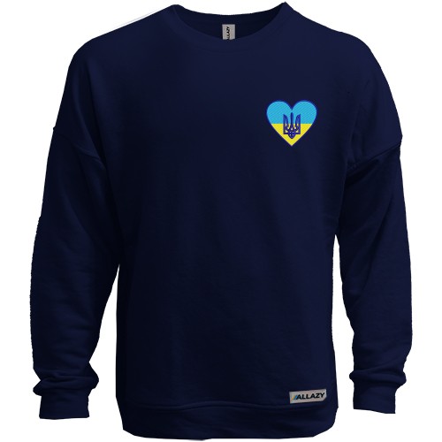 Свитшот без начеса Тризуб на желто-синем сердце