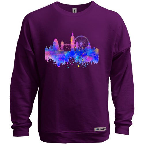 Свитшот без начеса c акварельным Лондоном