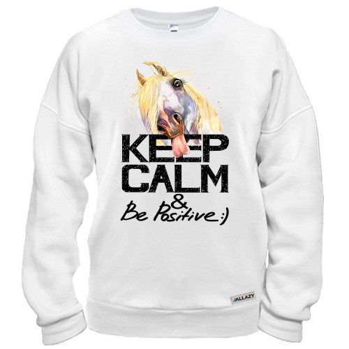 Свитшот с лошадью Keep calm and be positive