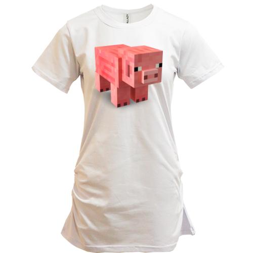 Подовжена футболка Minecraft Pig