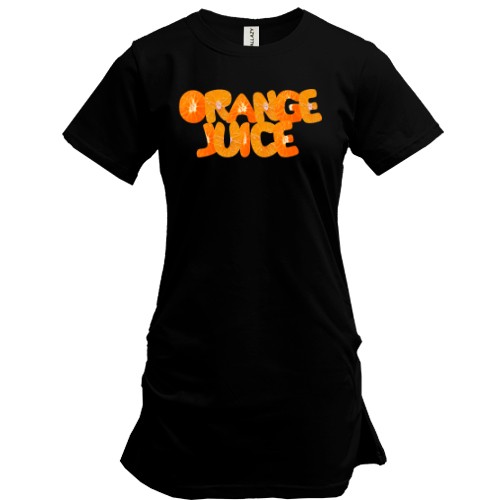 Удлиненная футболка с надписью «ORANGE JUICE» в виде сочных долек апельсина