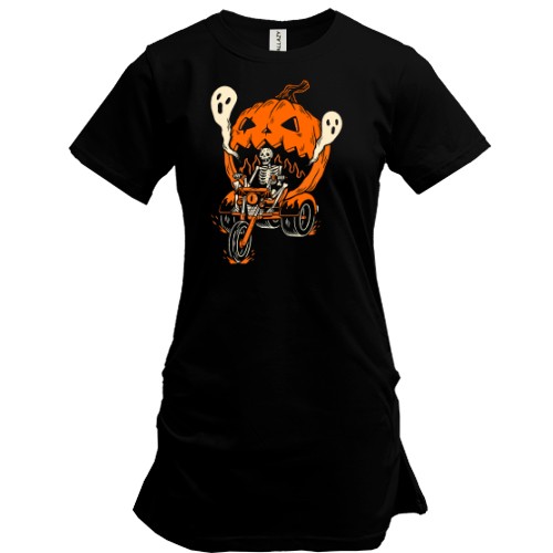 Туника Скелет на байке с тыквой