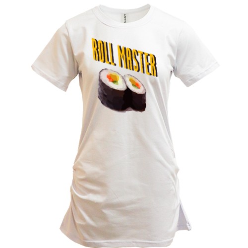 Удлиненная футболка с изображением двух роллов и надписью «ROLL MASTER»