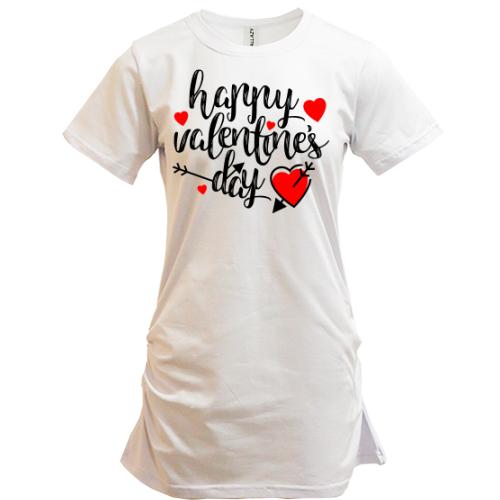 Подовжена футболка з написом Happy Valentine's Day