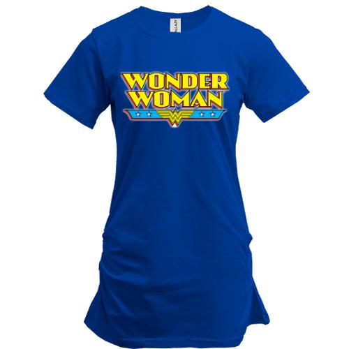 Подовжена футболка с надписью Wonder Woman