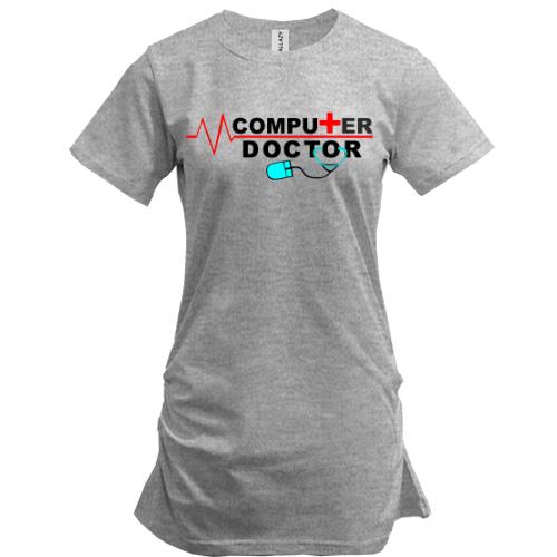 Подовжена футболка з написом Комп'ютерний доктор