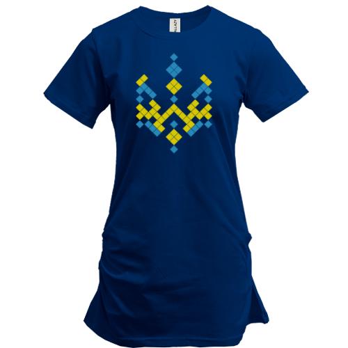Подовжена футболка з піксельним гербом України (3)
