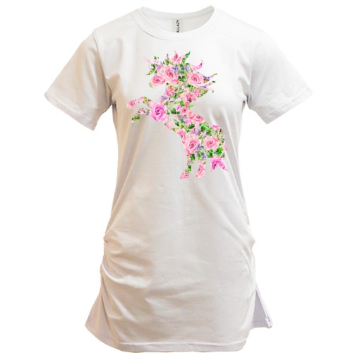 Подовжена футболка з квітковим конем