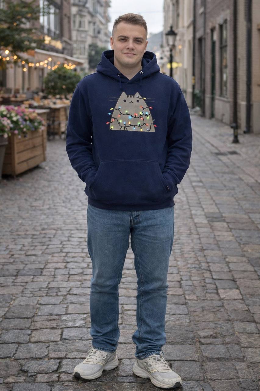Толстовка з Пушин котом в гірляндах реальне фото