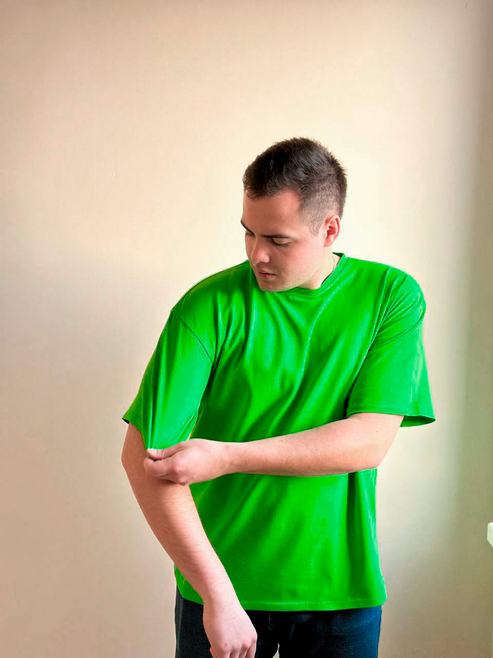 ЗЯрко-зленая футболка Oversize "ALLAZY" реальное фото