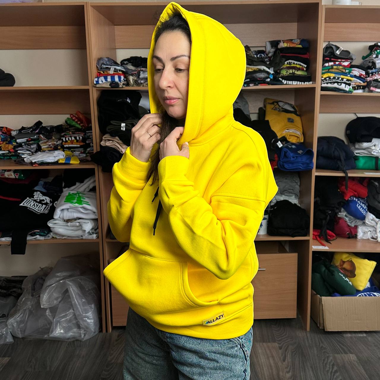 Худи желтая "ALLAZY" реальное фото