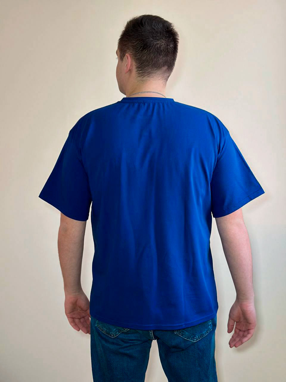 Темно-синяя футболка Oversize "ALLAZY" реальное фото