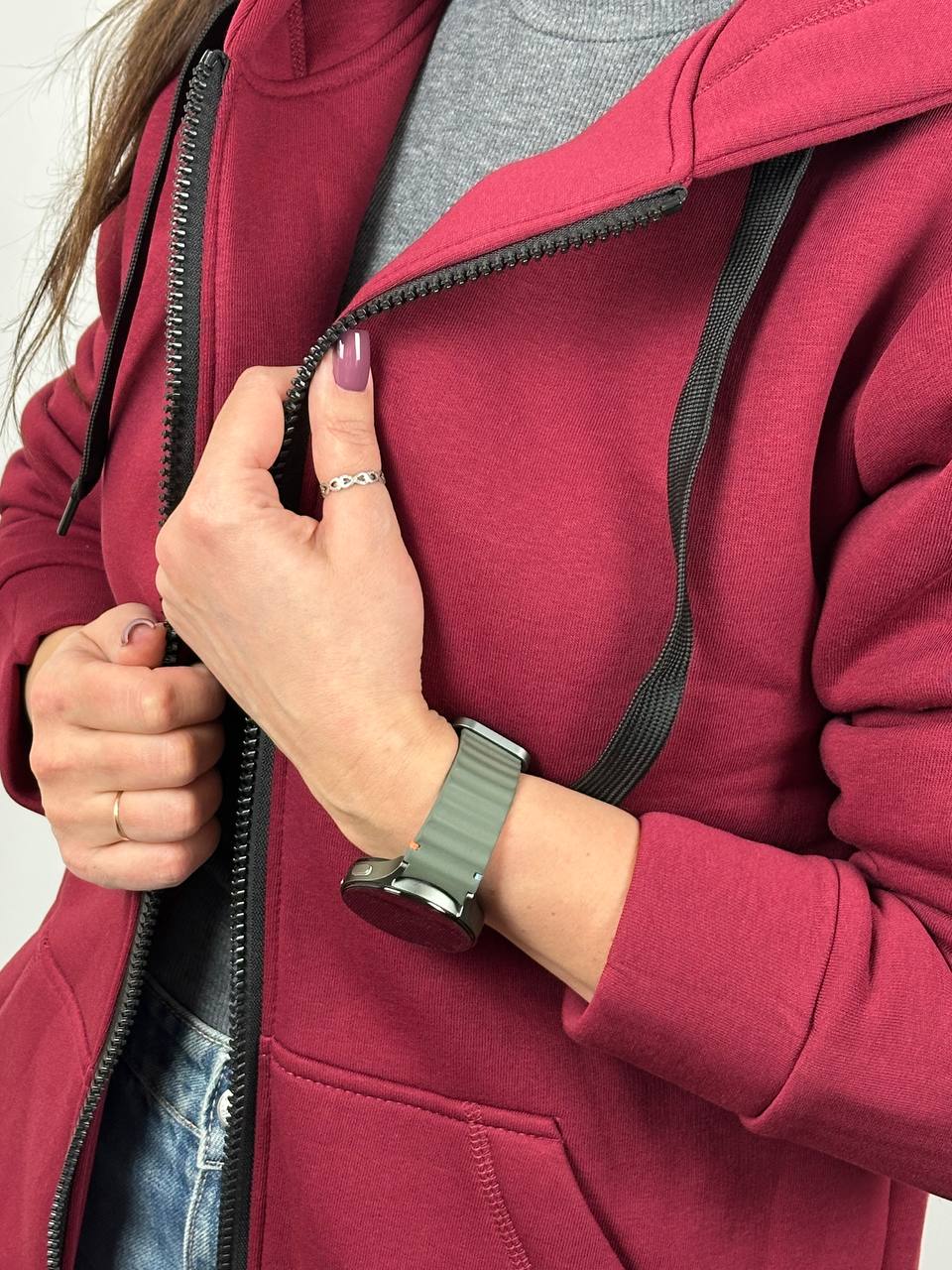 Женская бордовая худина молнии "ALLAZY" реальное фото