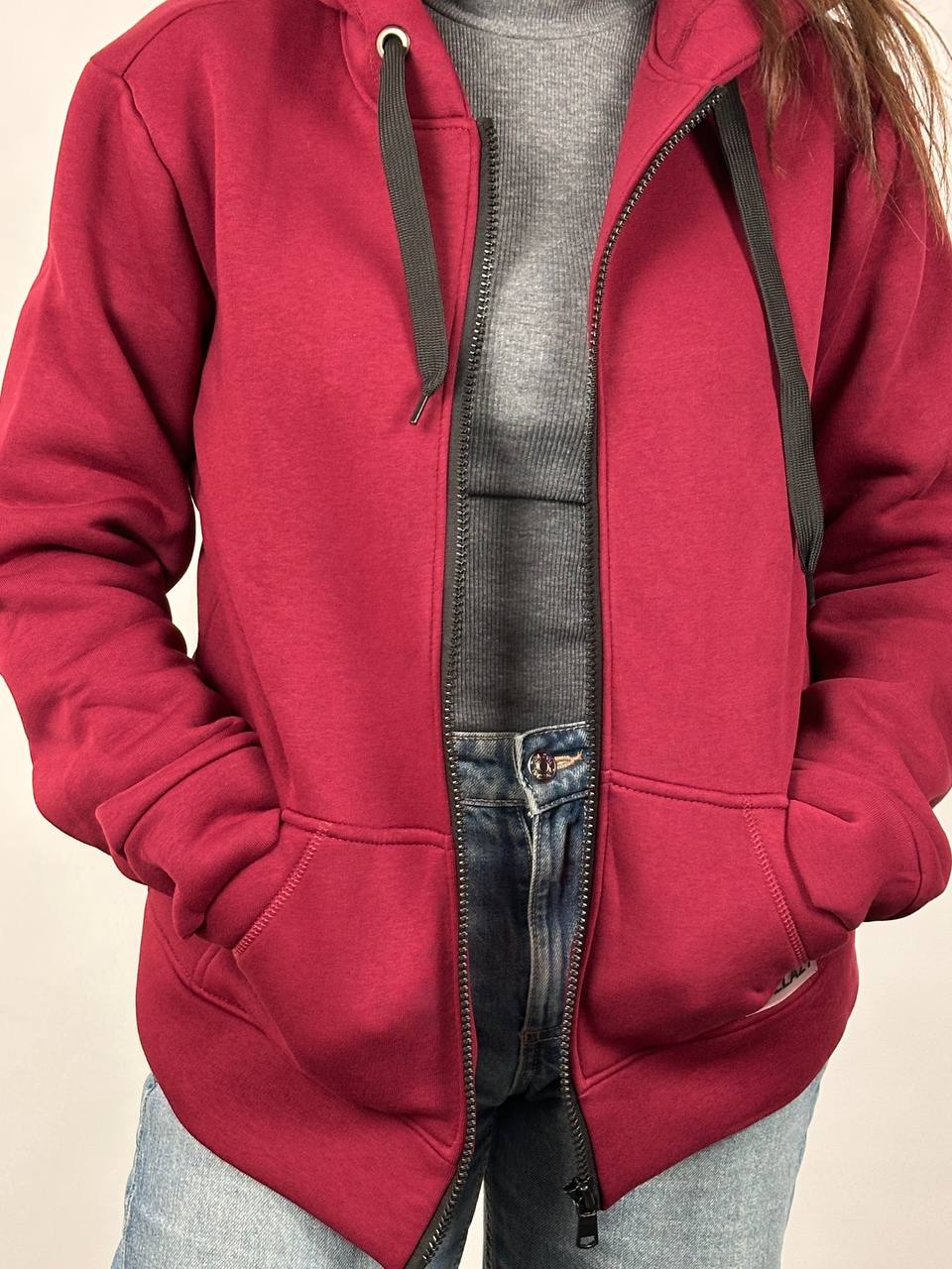 Женская бордовая худина молнии "ALLAZY" реальное фото