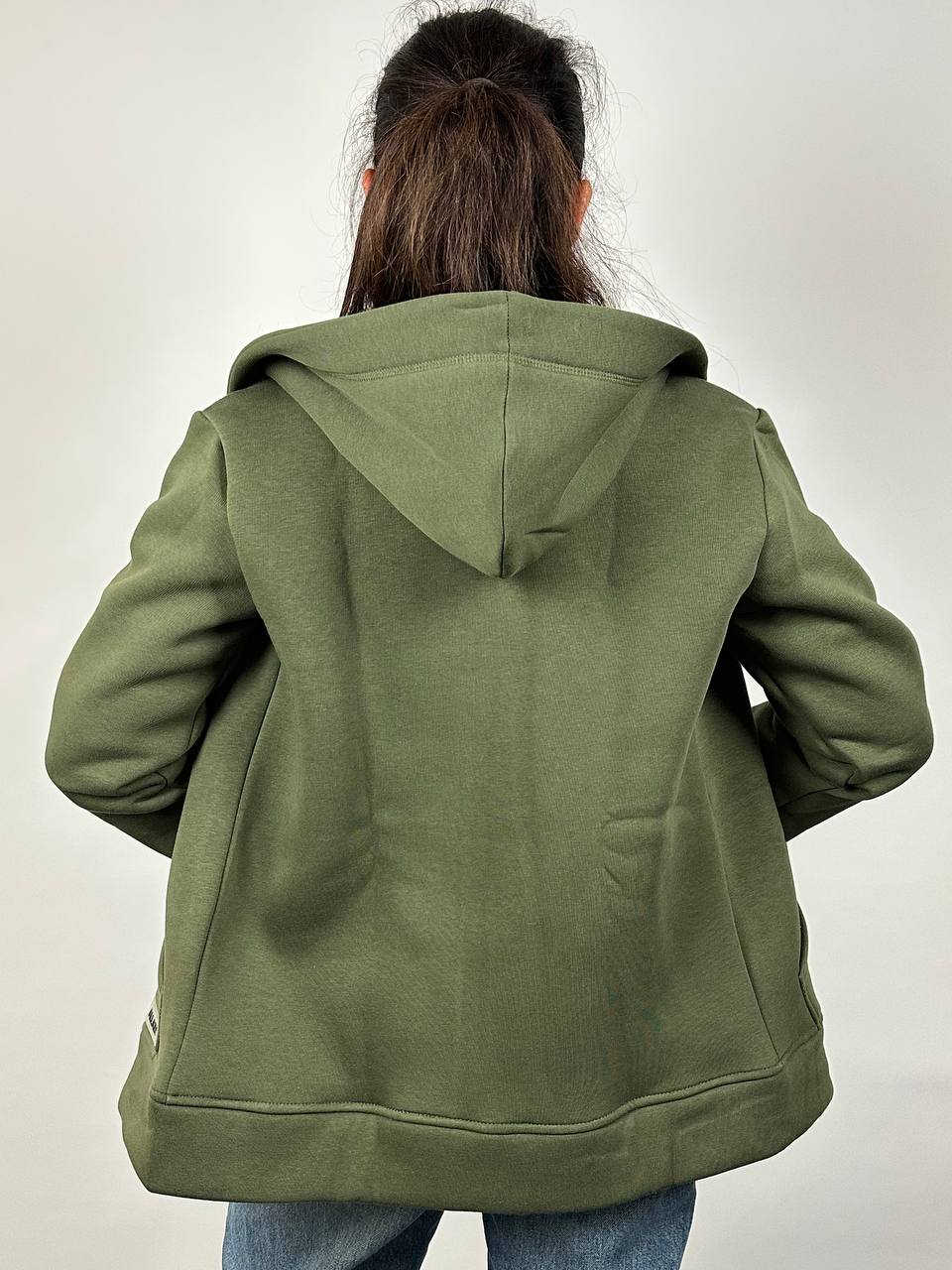 Женская худина молнии цвета хаки "ALLAZY" реальное фото