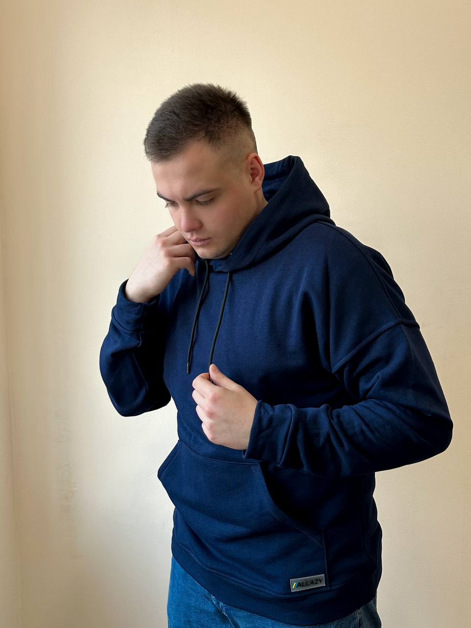 Темно-Синя толстовка Без начісу "ALLAZY" реальне фото Темно-Синя толстовка Без начісу "ALLAZY" реальне фото