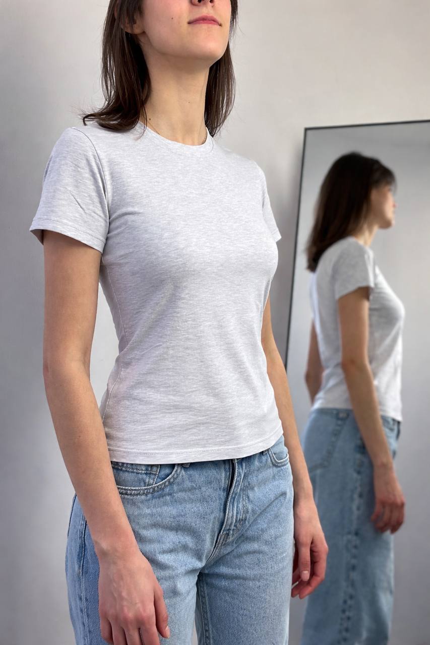 Женская серая футболка "ALLAZY" реальное фото