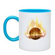 Чашка с баскетбольным мячом который горит