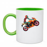 Чашка з арт ілюстрацією мотоцикліста спортсмена