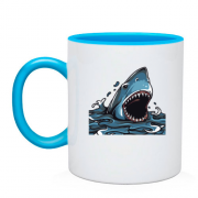 Чашка з акулою яка відкрила пащу