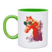 Чашка с лошадью в очках