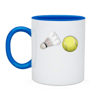 Чашка с теннисным мячом и воланчиком