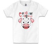 Детская футболка с Новым Годом и свинкой